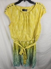 GUESS Yellow and Green Women's Sleeveless Dress Sz 10