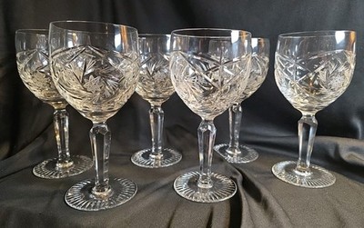 Cut Crystal Water Goblets Appears To Be Bohemian Hand Cut Starburst Or Pinwheel 