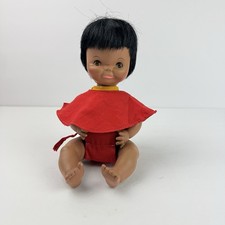 Vtg 50s Doll Hawaiian Pixie Hula Girl Lei Eyes Open/close