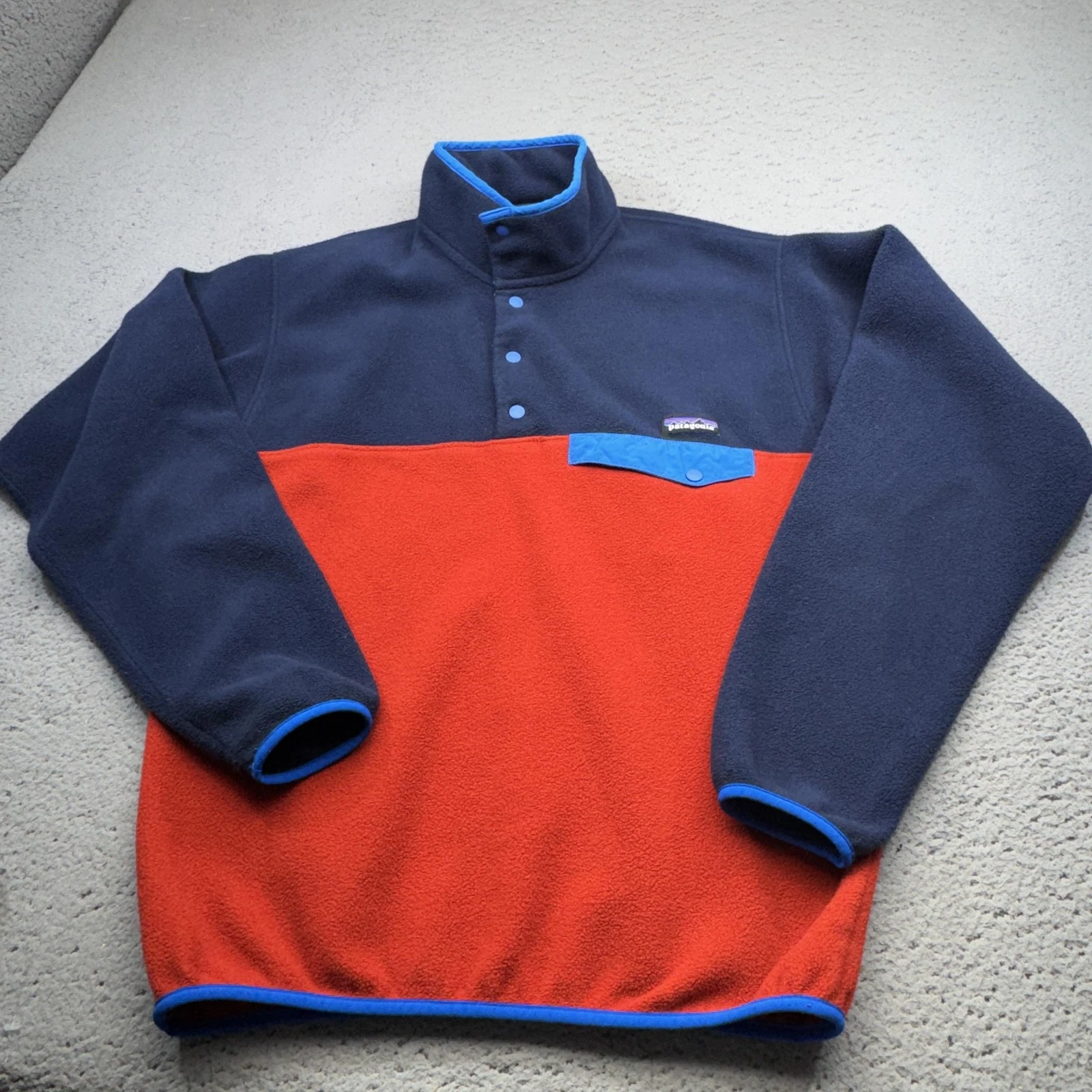 Patagonia Synchilla Pullover Mens Medium Blue Snap-T Fleece Top Colorblock 25580