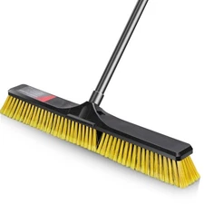 24" Push Broom,Industrial Broom with Stiff Bristles,Outdoor Broom Heavy Duty ...