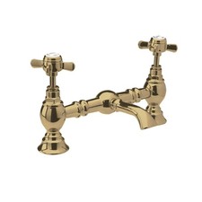 Image of Nuie Beaumont Luxury 2-Hole Basin Mixer Tap Deck Mounted - Brushed Brass