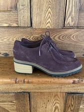 Clarks Somerset 8.5 plum purple suede Balmer Willow heel wallaby oxford loafer