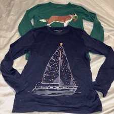 J.Crew Crewcuts Boys S (6-7) Pullover Top T-Shirt Long Sleeve Christmas Graphic