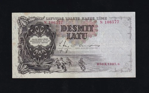 10 Latu 1937 Latvia Latvija Series N, P-29a