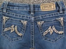 Miss Me Jeans Womens 26 Blue Skinny Denim Stretch Sequined Pockets 26x31