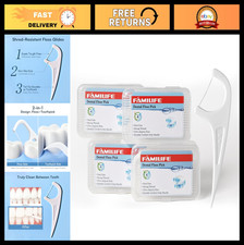 240 Count Dental Floss Picks - Unflavored Tooth Flossers with 4 Travel Cases, Fi
