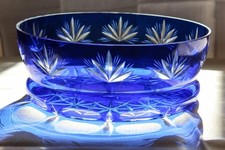 Schale aus Bleikristall, Glas, Kobalt-Blau, Handschliff, 70er Jahre, DDR, UdSSR