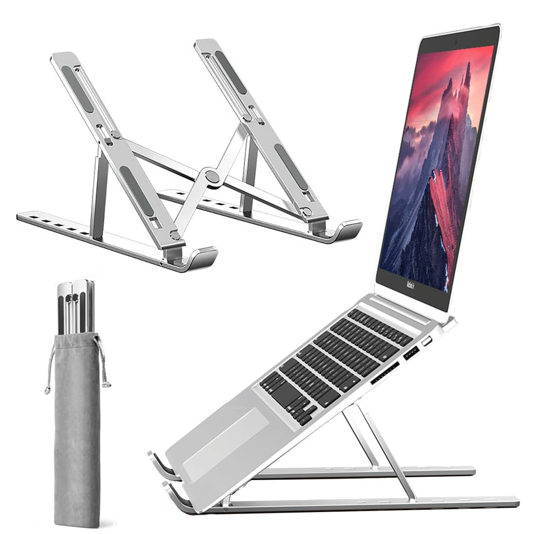Laptop Stand, Computer Tablet Stand Laptop Holder Riser Ergonomic Aluminum Ad...