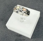Vintage Black Hills Gold Sterling Silver Ring Band Size 7.5 Tri-Color 12K Leaf 4