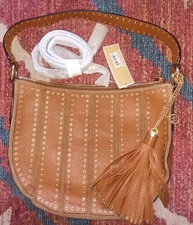 MICHAEL KORS Brooklyn Grommet Large Hobo Shoulder Purse Handbag Caramel New!