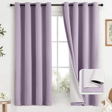 COSVIYA Lilac 100% Blackout Curtains for Bedroom, 2 Thick Layers Full Room