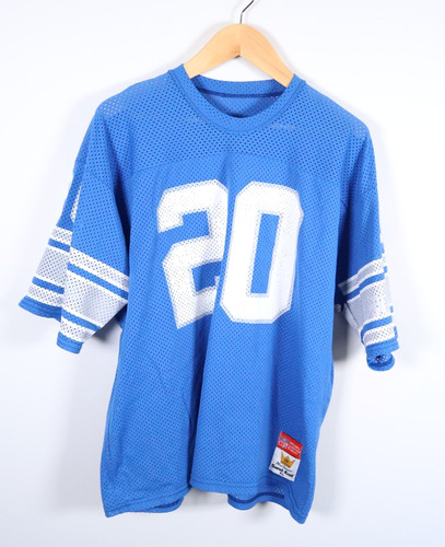 MacGregor Barry Sanders Jersey Men's XL Blue Sand Knit VTG 90s Detroit