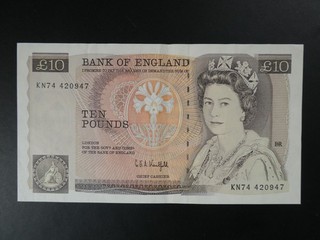 KN PREFIX 1991 KENTFIELD (GB/ENGLAND) £10 BANKNOTE ORIGINAL VF