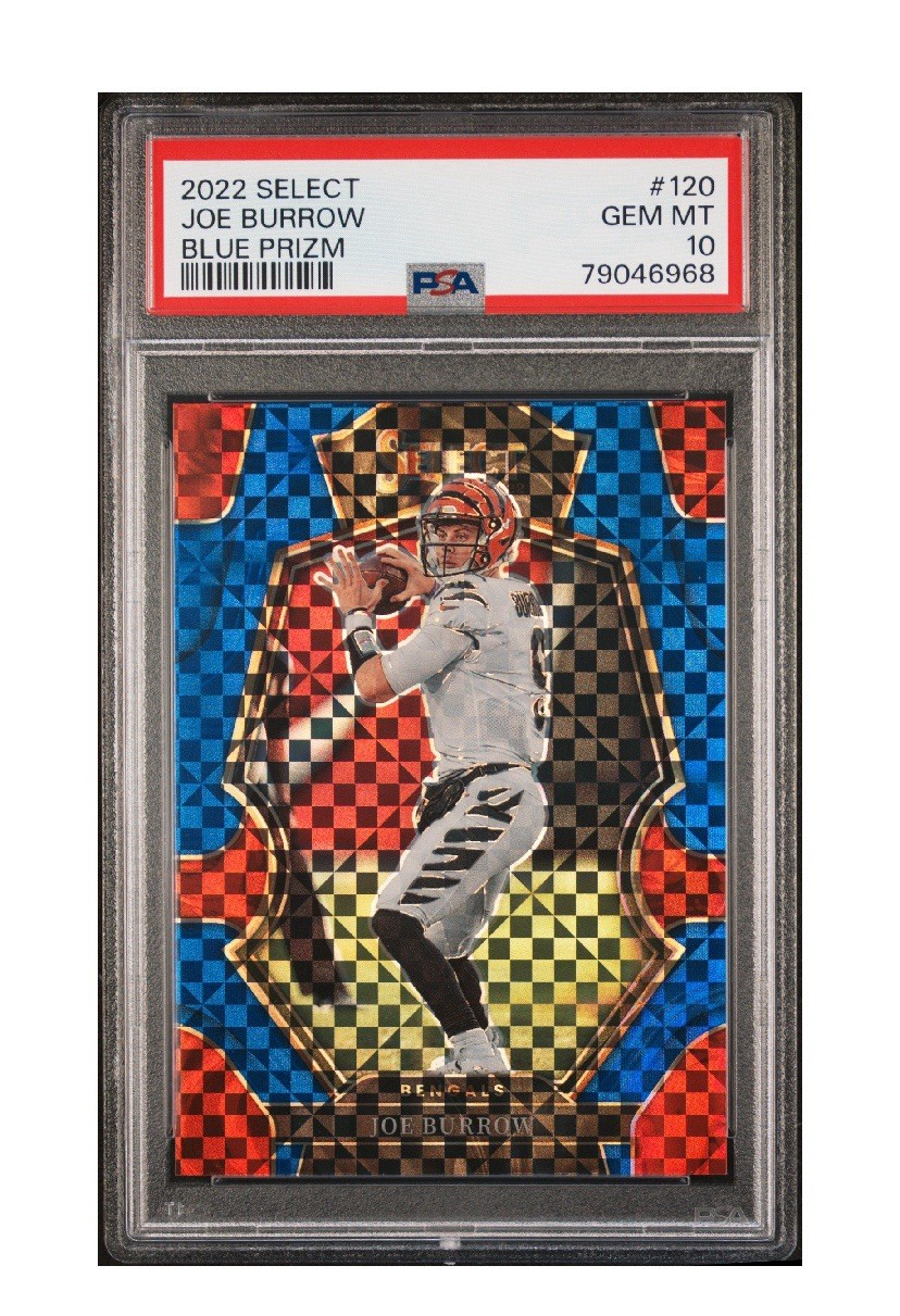 2022 Panini Select Premier Level Joe Burrow #120 Blue Prizm /149 PSA 10