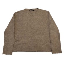 Jenni Kayne Wool Boxy Taupe Brown Cropped Sweater Large Used Good Condition