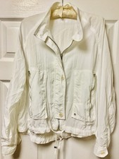 Helmut Lang Womens White Light Zip Bomber Trench Jacket Size S 745 LOW PRICE   