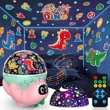 Dinosaur Night Light Projector for Kids Room, Boy Girl Dino Lamp with 10 Soothin