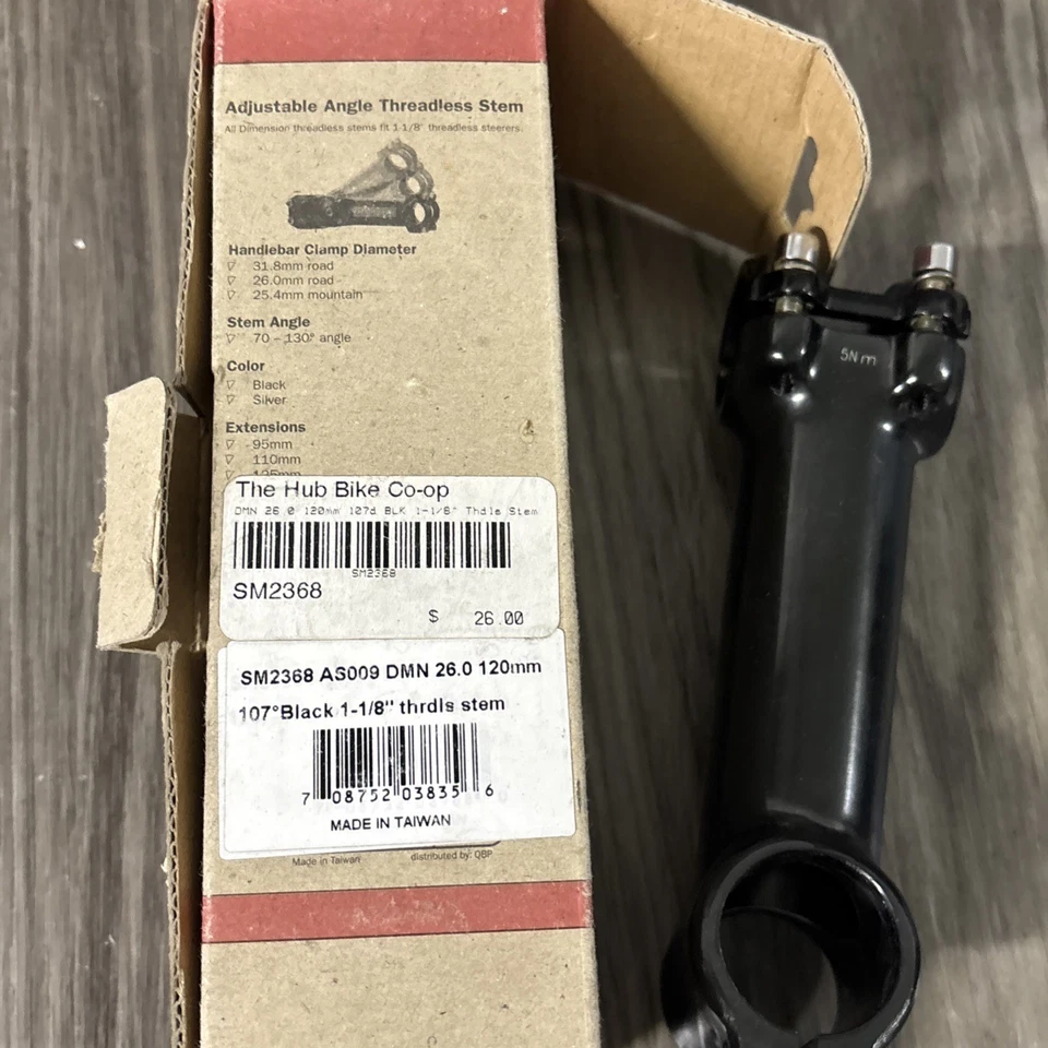 Dimension Threadless Stem 26.0 Clamp 120 MM Extension 107 Degree Black #O3 - Image 2 of 3