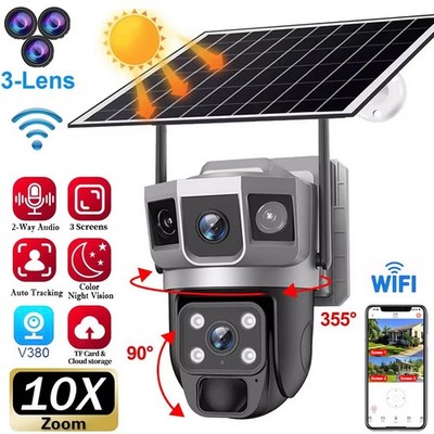 360°FUNK WLAN WIFI 8MP IP NETZWERK CAMERA OUTDOOR AUßEN SOLAR ÜBERWACHUNGSKAMERA