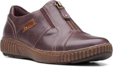 Clarks Magnolia Zip Slip-on Loafer, Burgundy Leather