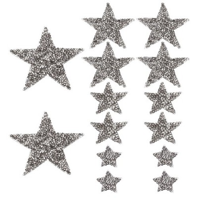 30 PCS Star Iron On Patches Rhinestone Glitter Appliques Clothing Repair