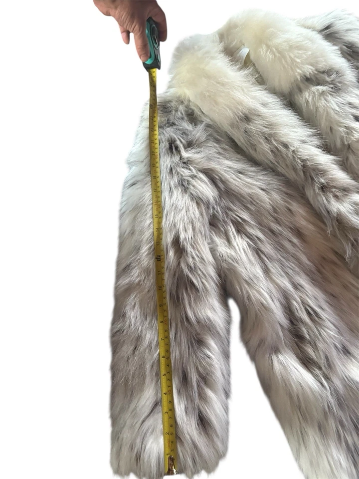 复古人造毛皮 Lynx 雪豹外套 美国制造 白色领 尺寸 14 70 年代 80 年代 — 第 4/4 张图片