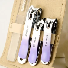 Nail Clippers Professional Trimmer Pedicure Care Tools Glass Nail File Manicure 
