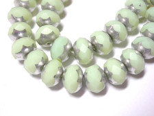 25 beads - 8x6mm Soft Mint Green with Silver Czech Rondelle Beads