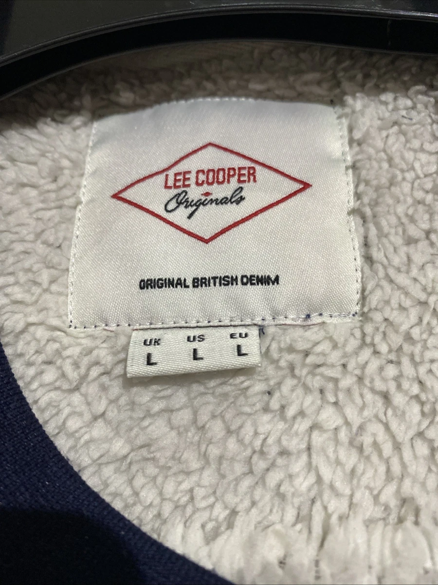 Sudadera Lee Cooper Originals Para Hombre Azul Sherpa Forrada de Vellón Talla L