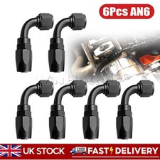 6 PCS -6AN -AN6 JIC 90 Degree Swivel Fast Flow Fuel Oil Braided Hose Fitting