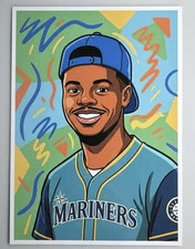 Ken Griffey Jr Hand Drawn Original Print Fan Art