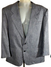 Vtg Pierre Balmain Paris Men Blazer R43 Gray Plaid Sport Coat 90 Silk 10 Wool