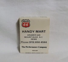 Vintage Handy Mart Phillips 66 Gas Oil Matchbook Mount Olive NC Advertising Full