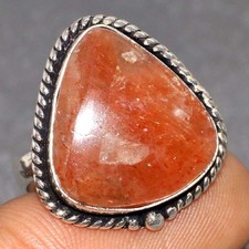925 Silver Plated Sunstone Ring Handmade Jewelry Size US 6.5 GW