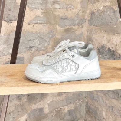 Dior B27 White Grey Oblique Leather Low Top Sneakers - 40 IT - 7