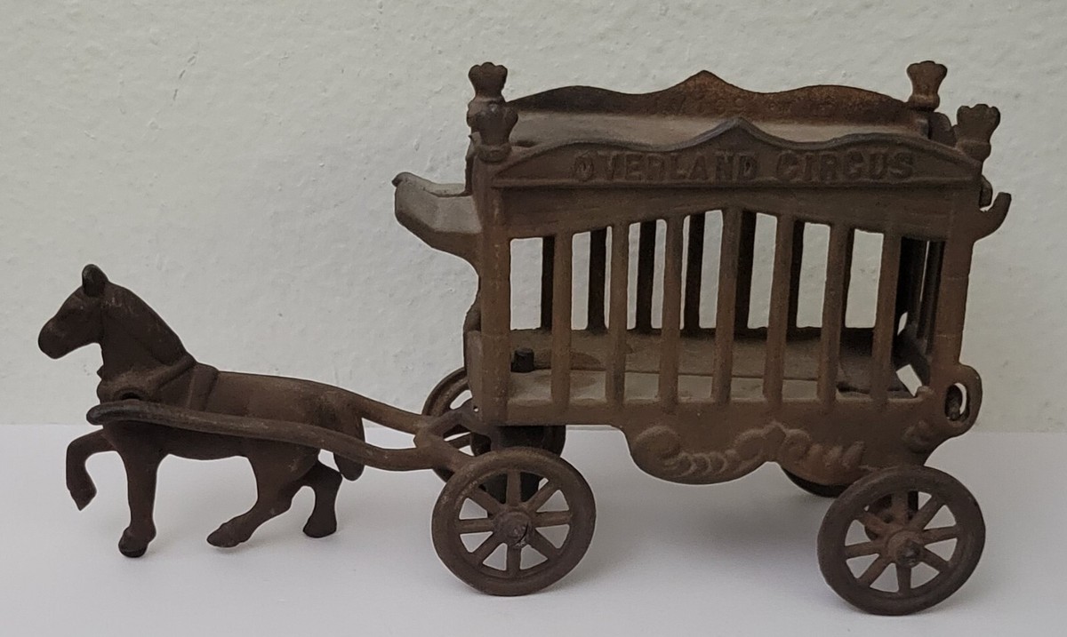 Vintage Iron Art 2 Piece Cast Iron Circus Wagon w/ Horse