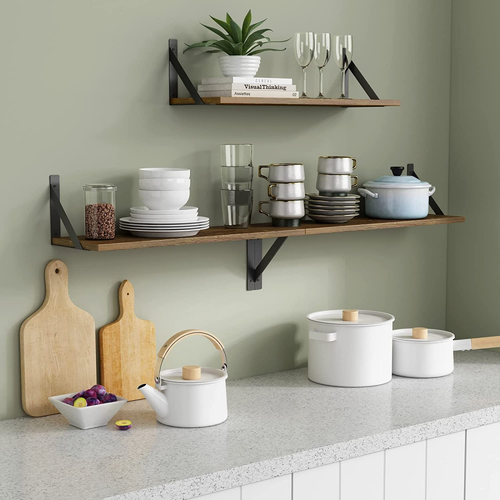 Floating Shelves 24 Inch Long for Wall Set of 3, 24 Inches, Rustic Brown - Picture 3 of 7