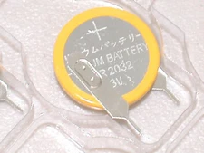 10 NEW CR2032 Lithium Battery CMOS with solder tabs 10mm tab spacing