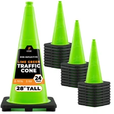 28” Lime Green Traffic Cone - 24 Pack - Xpose Safety
