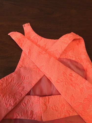 NWOT J. Mendel Neon Orange Open Back Criss Cross Pencil Dress Size 0 - Picture 11 of 11