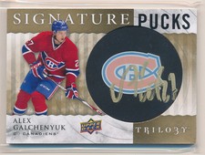 Alex GALCHENYUK Auto Card 2014-15 Upper Deck Trilogy SIGNATURE PUCKS Team Logo