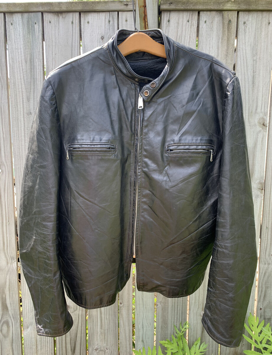 Vintage 1960’s Brooks Gold Label Cafe Racer Black Leather Motorcycle Jacket Sz48 Vintage 1960’s Brooks Gold Label Cafe Racer Black Leather Motorcycle Jacket Sz48