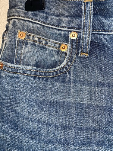 Lucky Legend Drew Mom High Rise Taper Jeans 0/25A Paisley Bandana Design Raw Hem - Picture 6 of 11