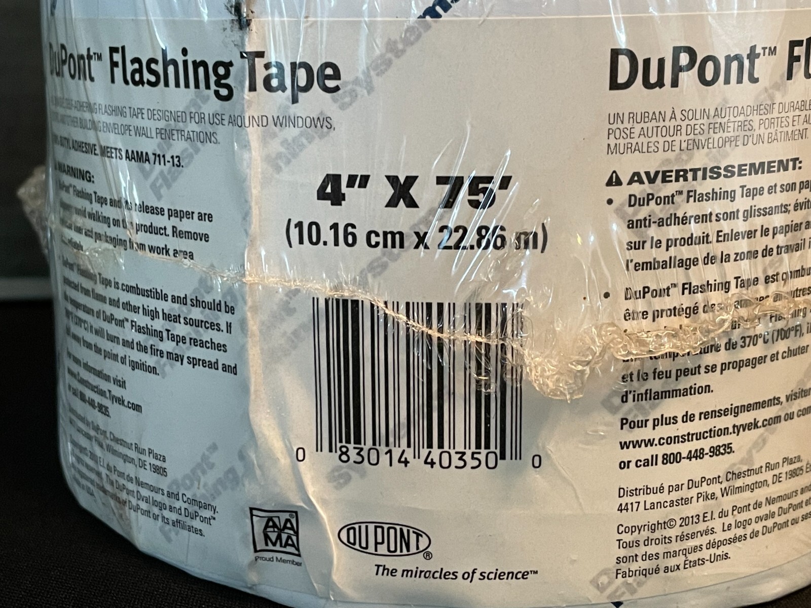 Tyvek TYDFT4 DuPont Butyl SelfAdhering Flashing Tape 4" in. x 75' ft