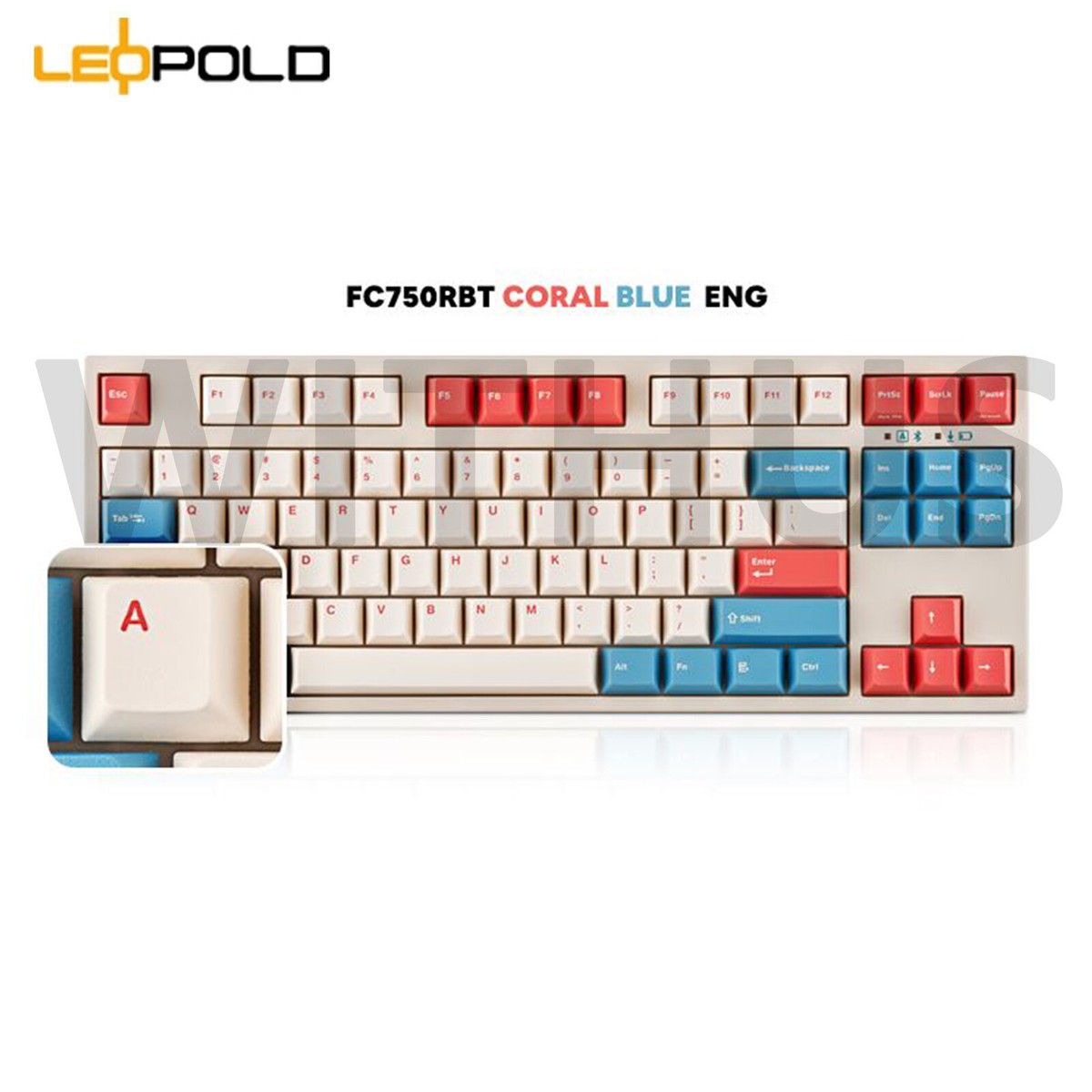 Leopold FC750RBT Coral Blue USB Type C & Bluetooth Keyboard - ENG