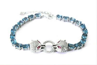 Silber Armband Topas echte natürliche Edelsteine massiv Sterling 6,75 bis 7,75 Zoll
