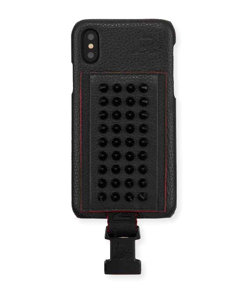 CHRISTIAN LOUBOUTIN L1018 Kios Black Leather iPhone X Card Holder  