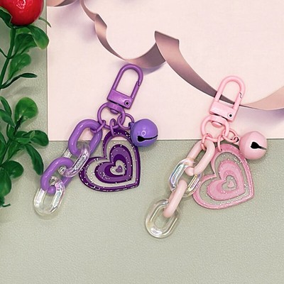Cute Glitter Love Heart Keyring Phone Chain Acrylic Pendant Keychain Jewelry