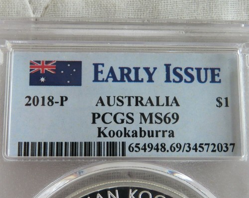 AUSTRALIA 2018 KOOKABURRA 1oz .9999 SILVER DOLLAR SLABBED PCGS MS69 EARLY STRIKE - Picture 3 of 3